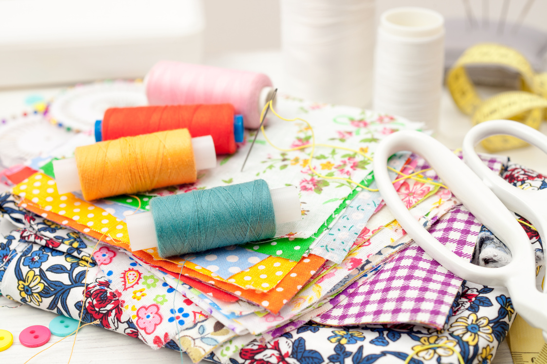 sewing, sewing on the sewing machine, sewing supplies, colored s
