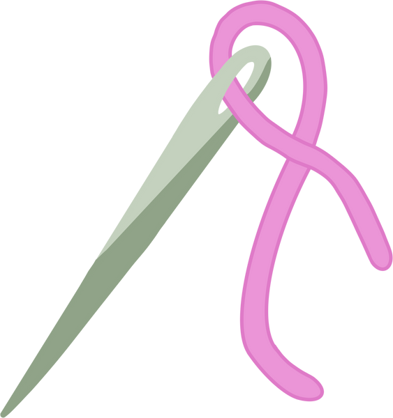Handdrawn Pink Needle and Thread